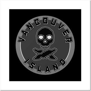 Vancouver Island BC Round Circle - Jolly Roger Skull and Cross Bones - Vancouver Island Posters and Art